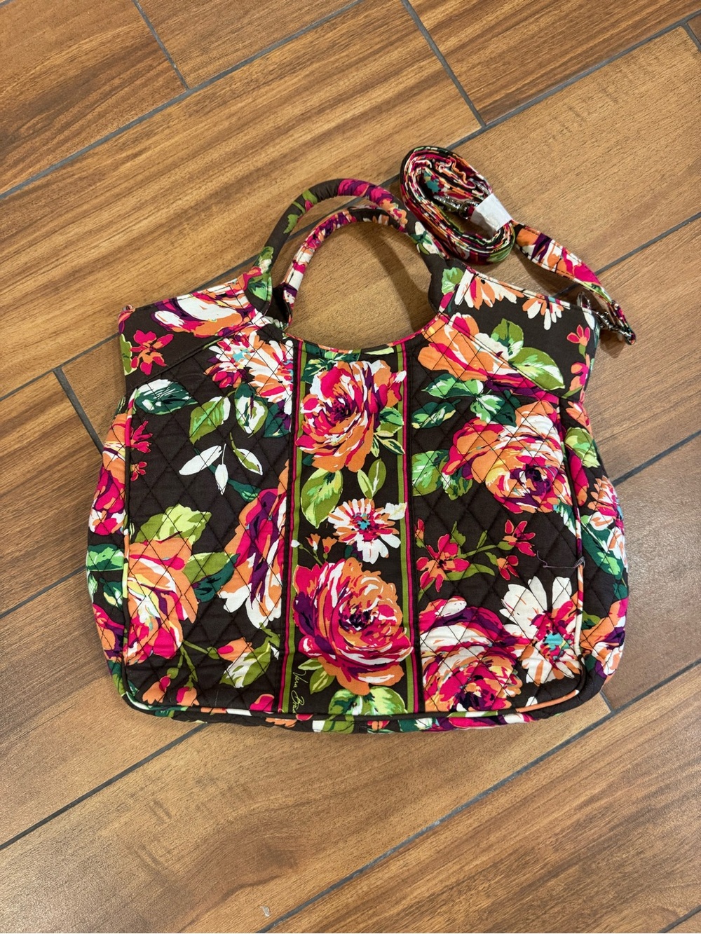 Vera Bradley Quilted Floral Tote in English Rose